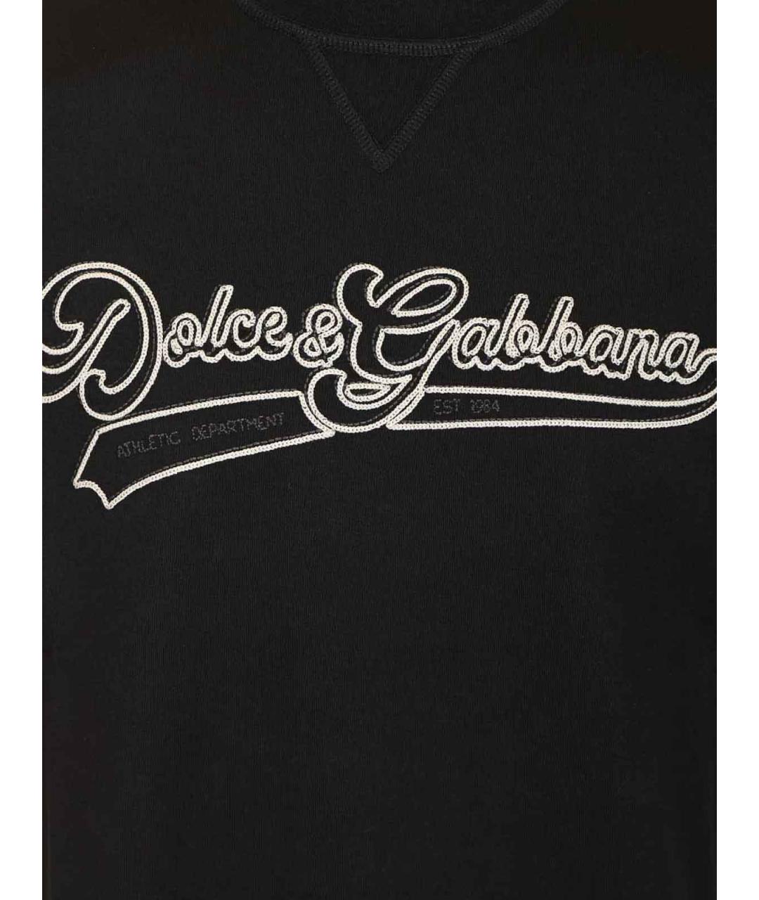 DOLCE&GABBANA Черная хлопковая футболка, фото 3