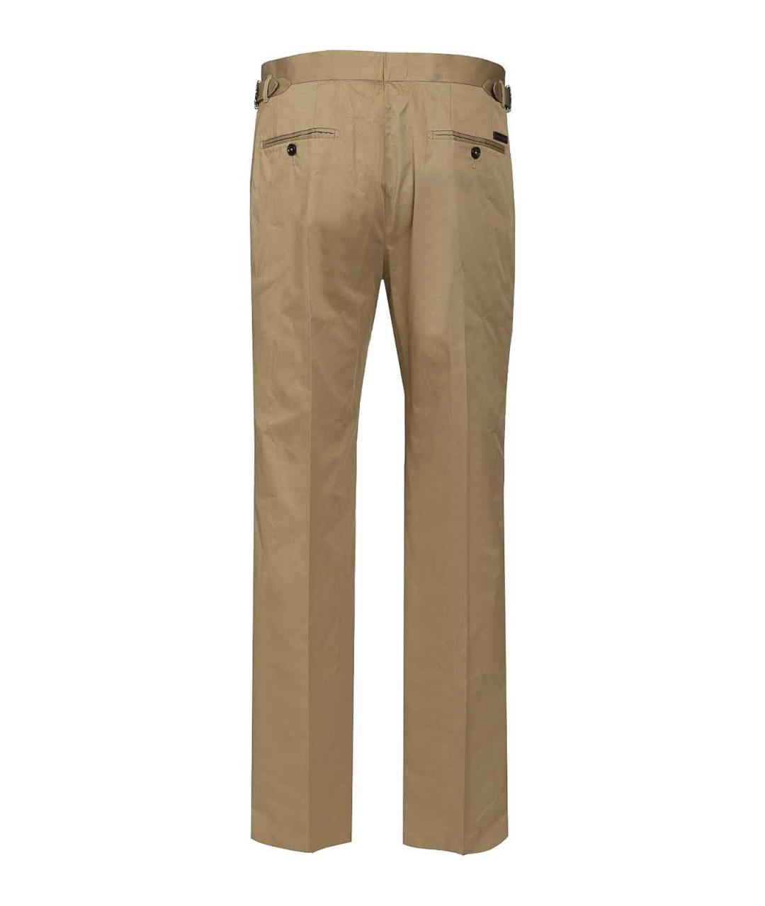 DOLCE&GABBANA Бежевые хлопковые повседневные брюки, фото 2