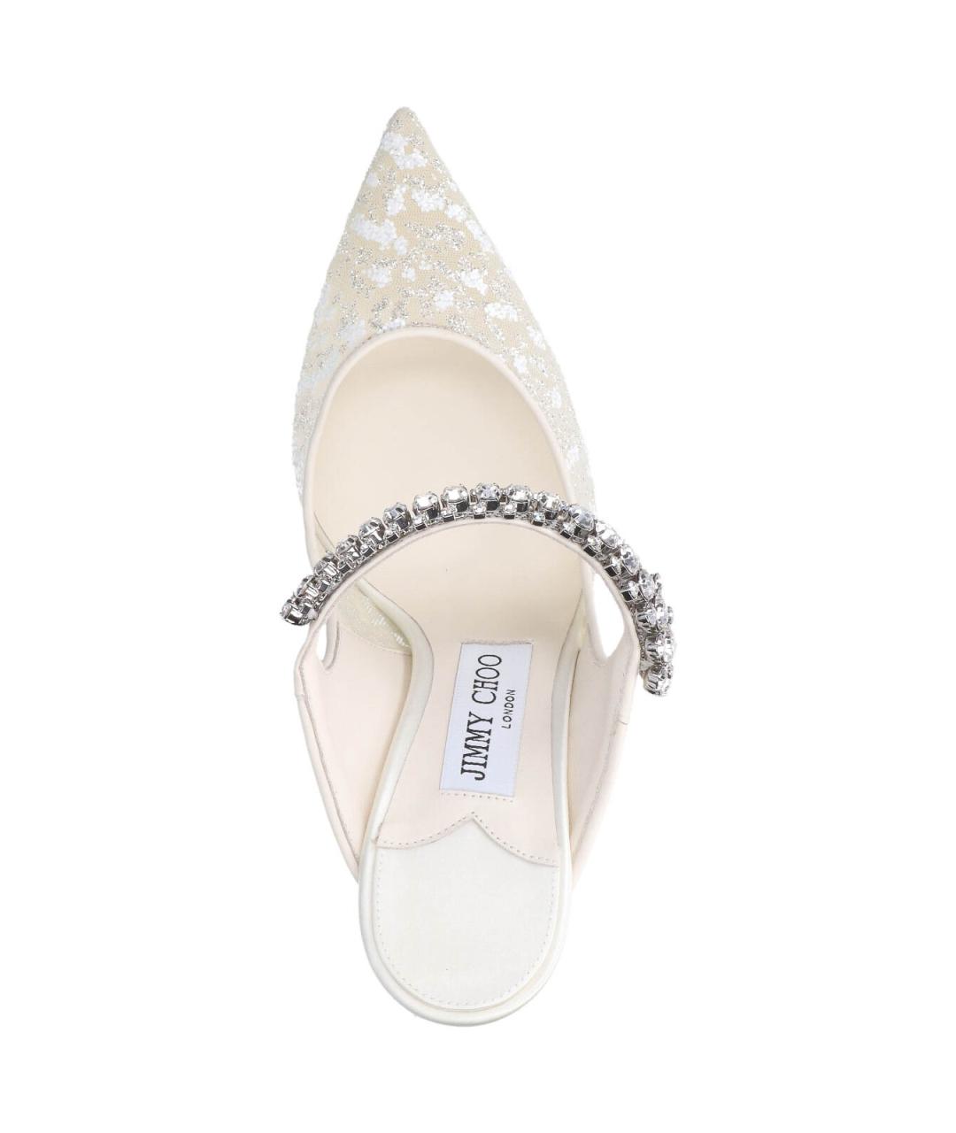JIMMY CHOO Белые текстильные мюли, фото 5
