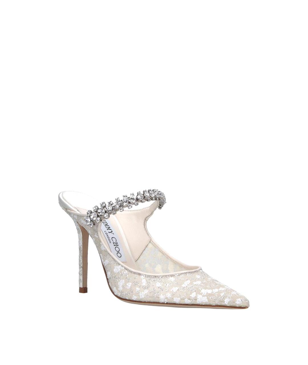 JIMMY CHOO Белые текстильные мюли, фото 2