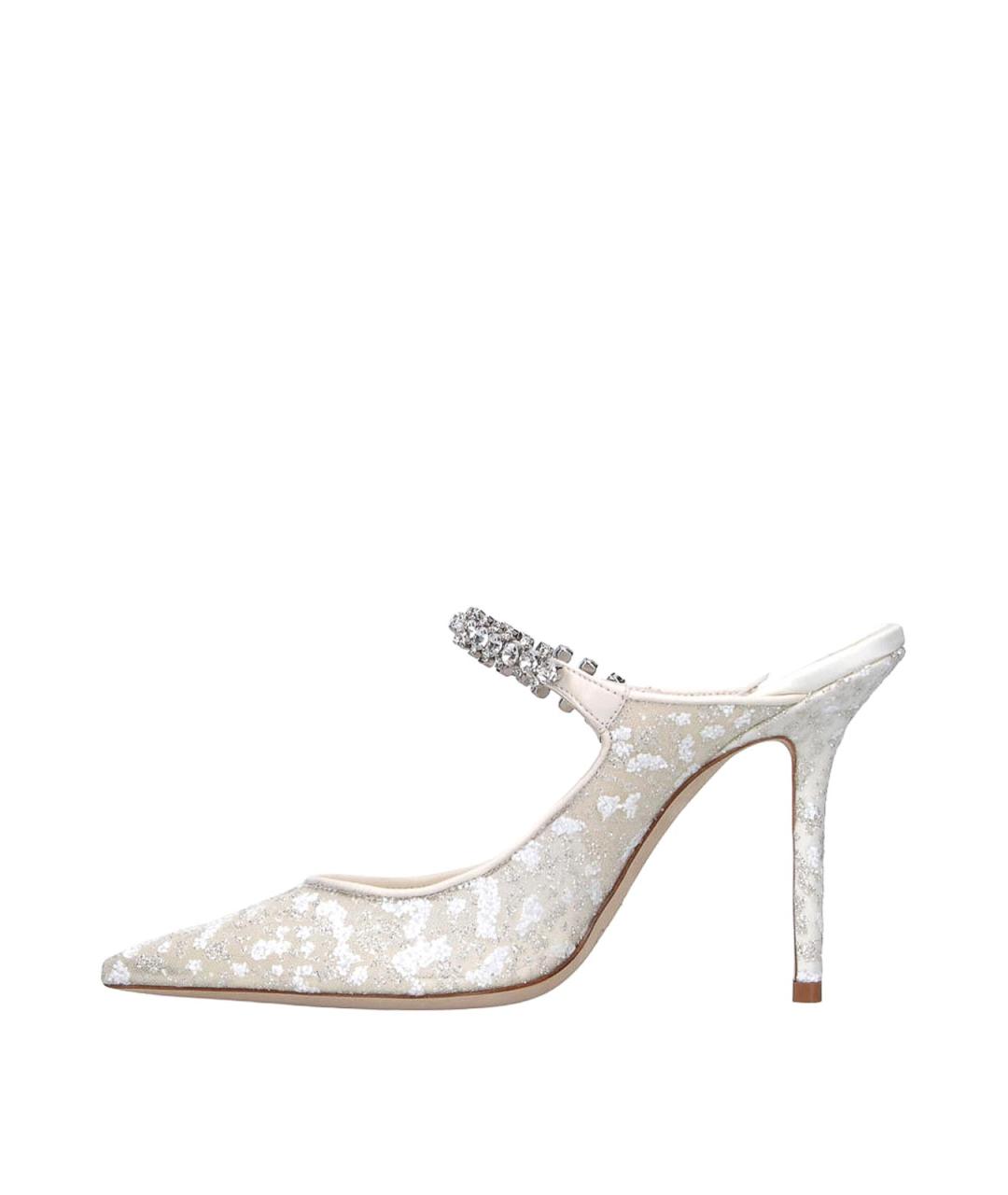 JIMMY CHOO Белые текстильные мюли, фото 3