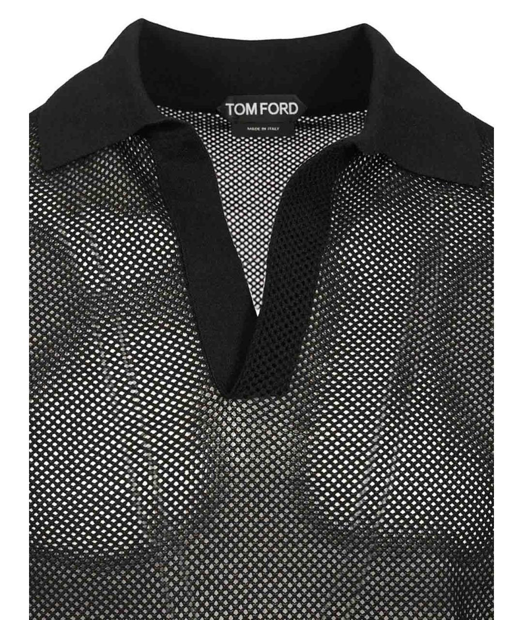 TOM FORD Черное хлопковое поло с коротким рукавом, фото 3