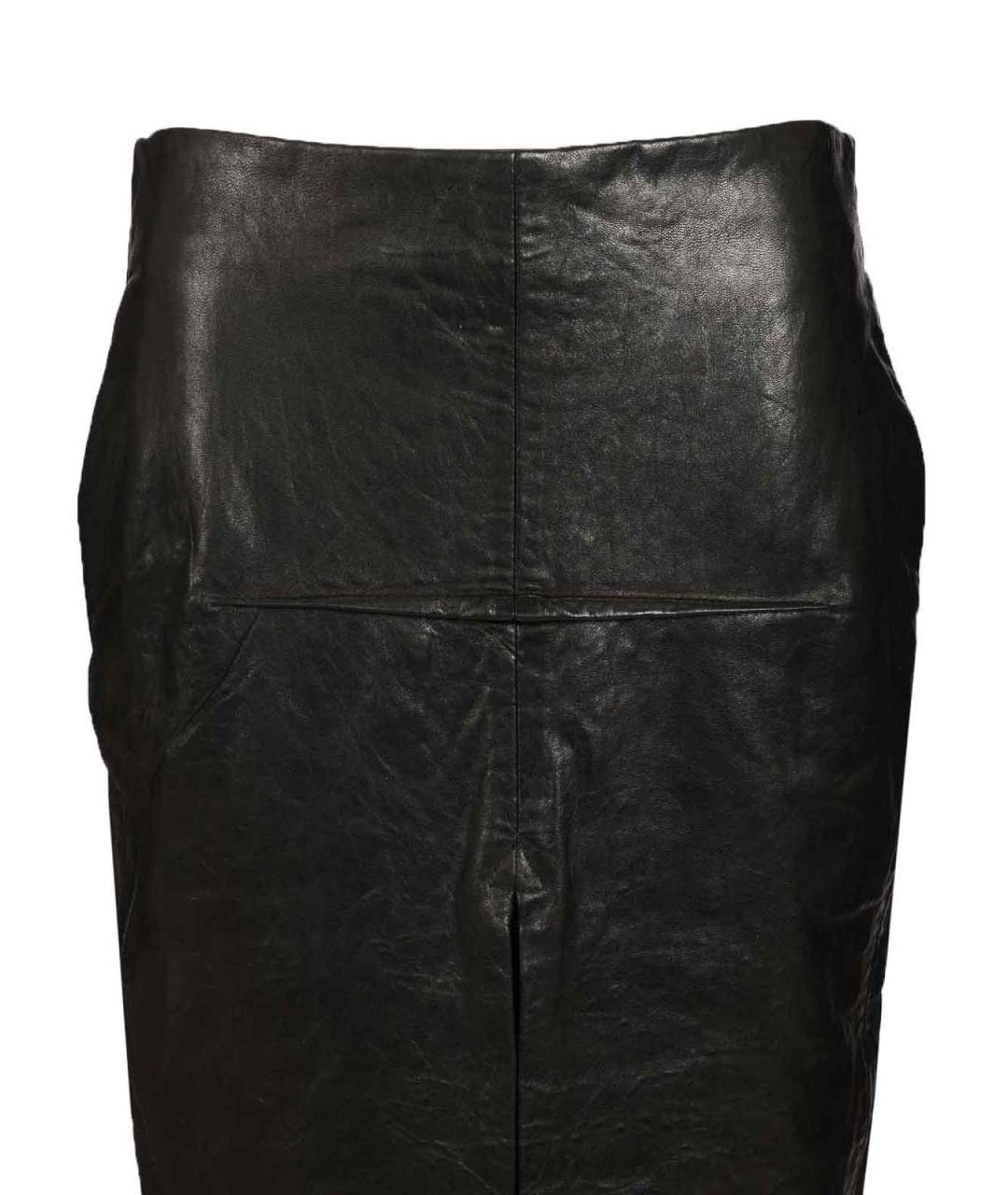 RICK OWENS Черная кожаная юбка макси, фото 4