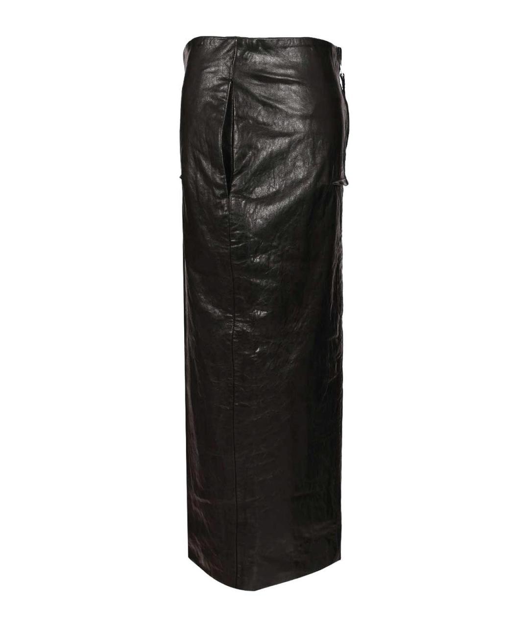 RICK OWENS Черная кожаная юбка макси, фото 3