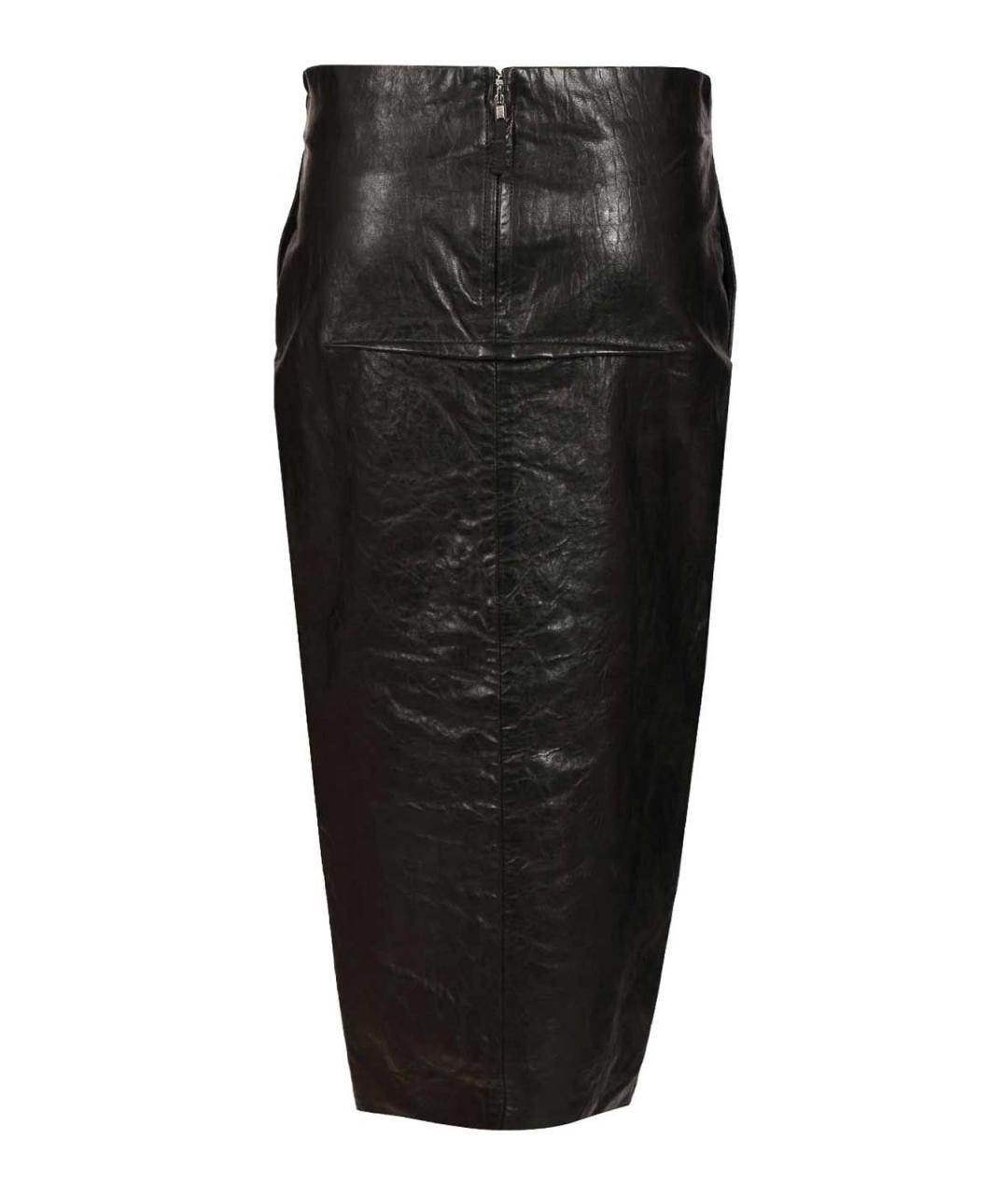 RICK OWENS Черная кожаная юбка макси, фото 2