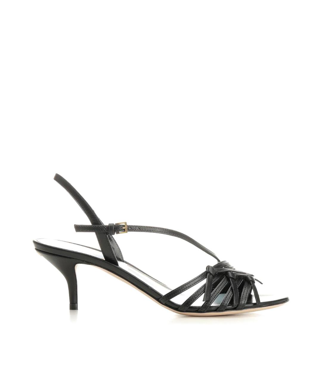 VALENTINO Черные кожаные босоножки, фото 1