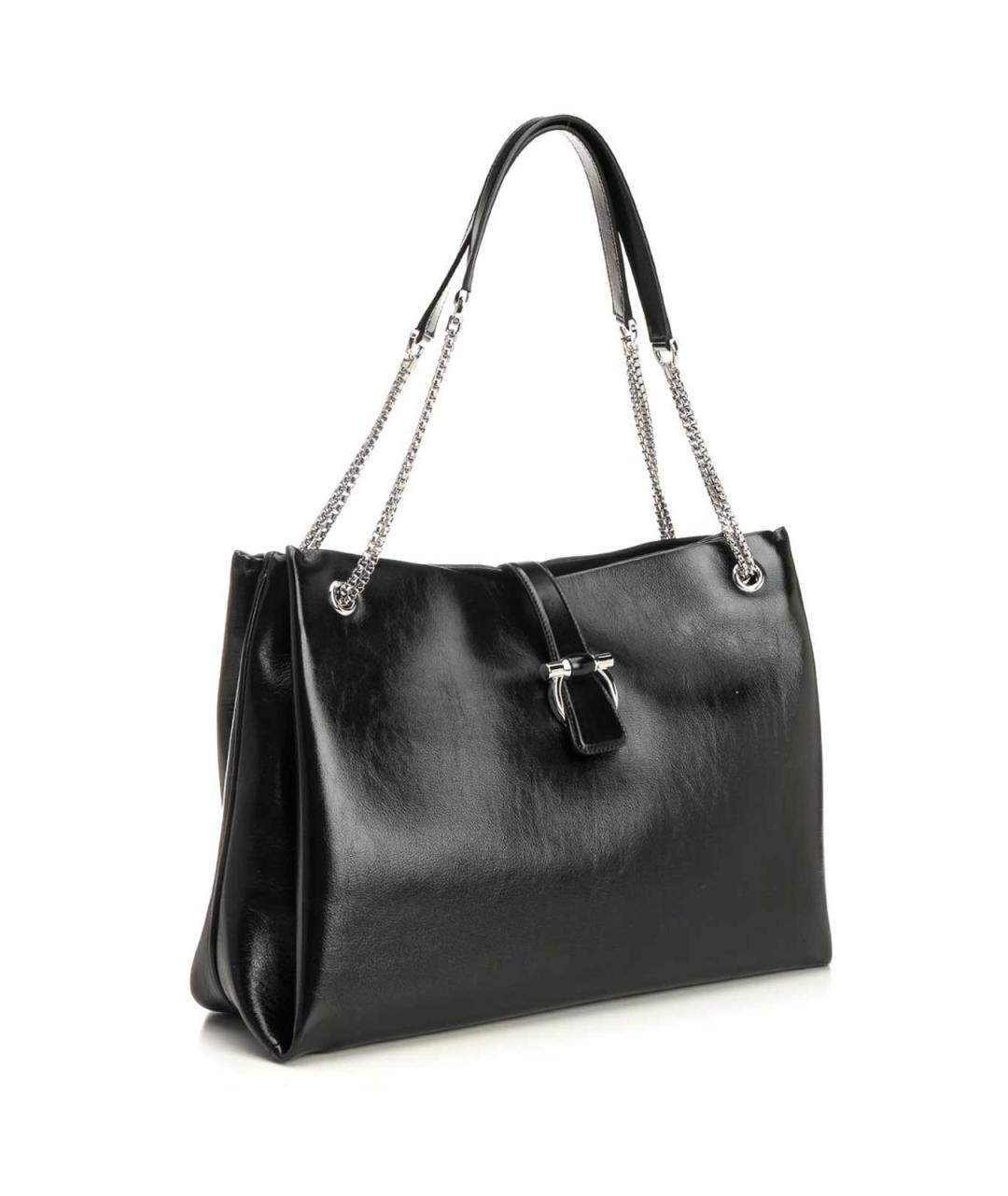 FERRAGAMO Черная кожаная сумка тоут, фото 2