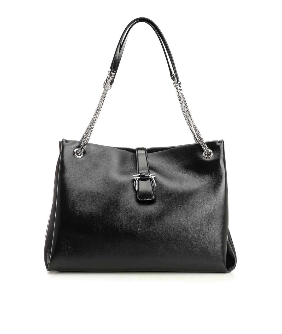 FERRAGAMO Черная кожаная сумка тоут, фото 1