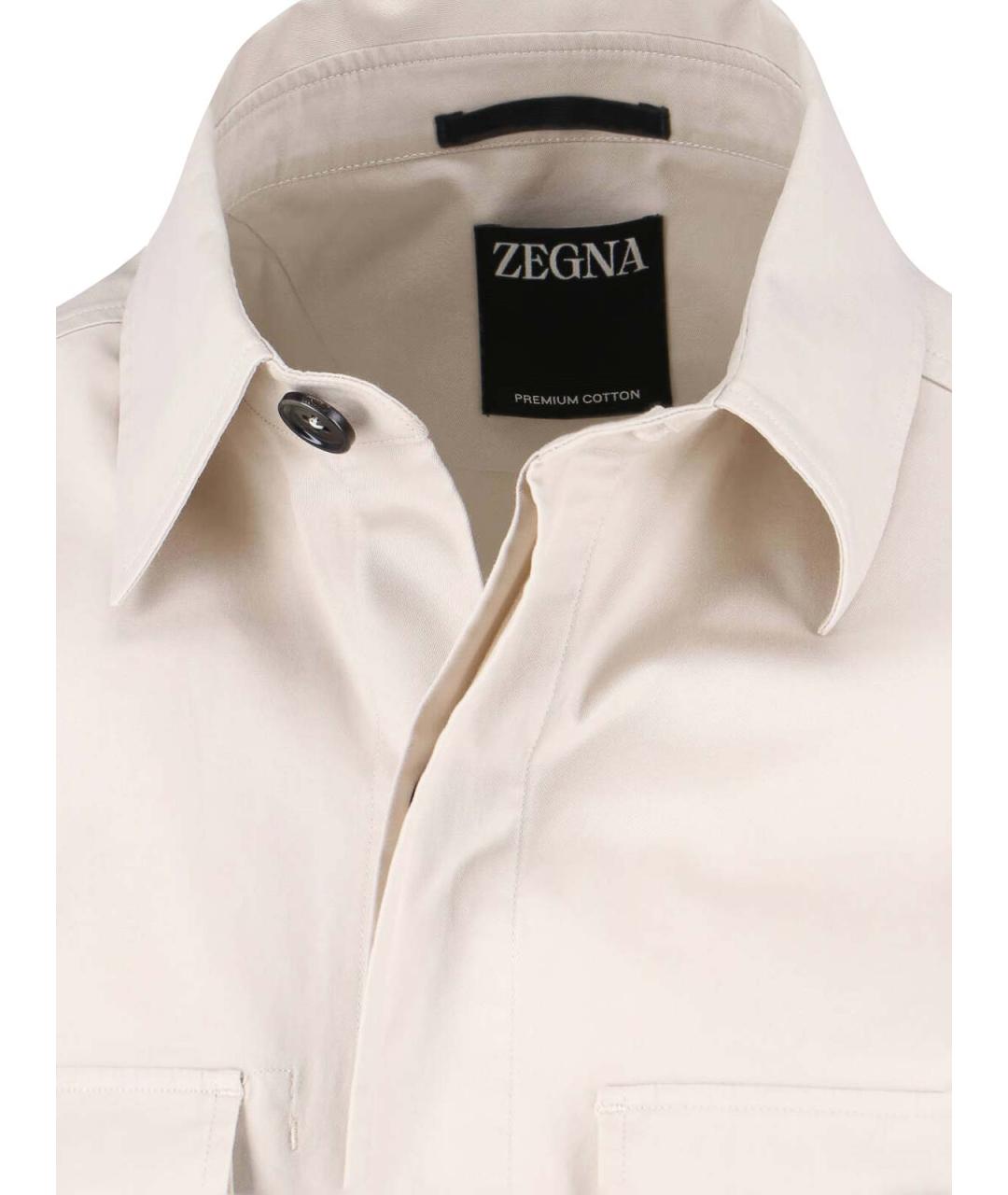 ZEGNA Белая хлопковая кэжуал рубашка, фото 5