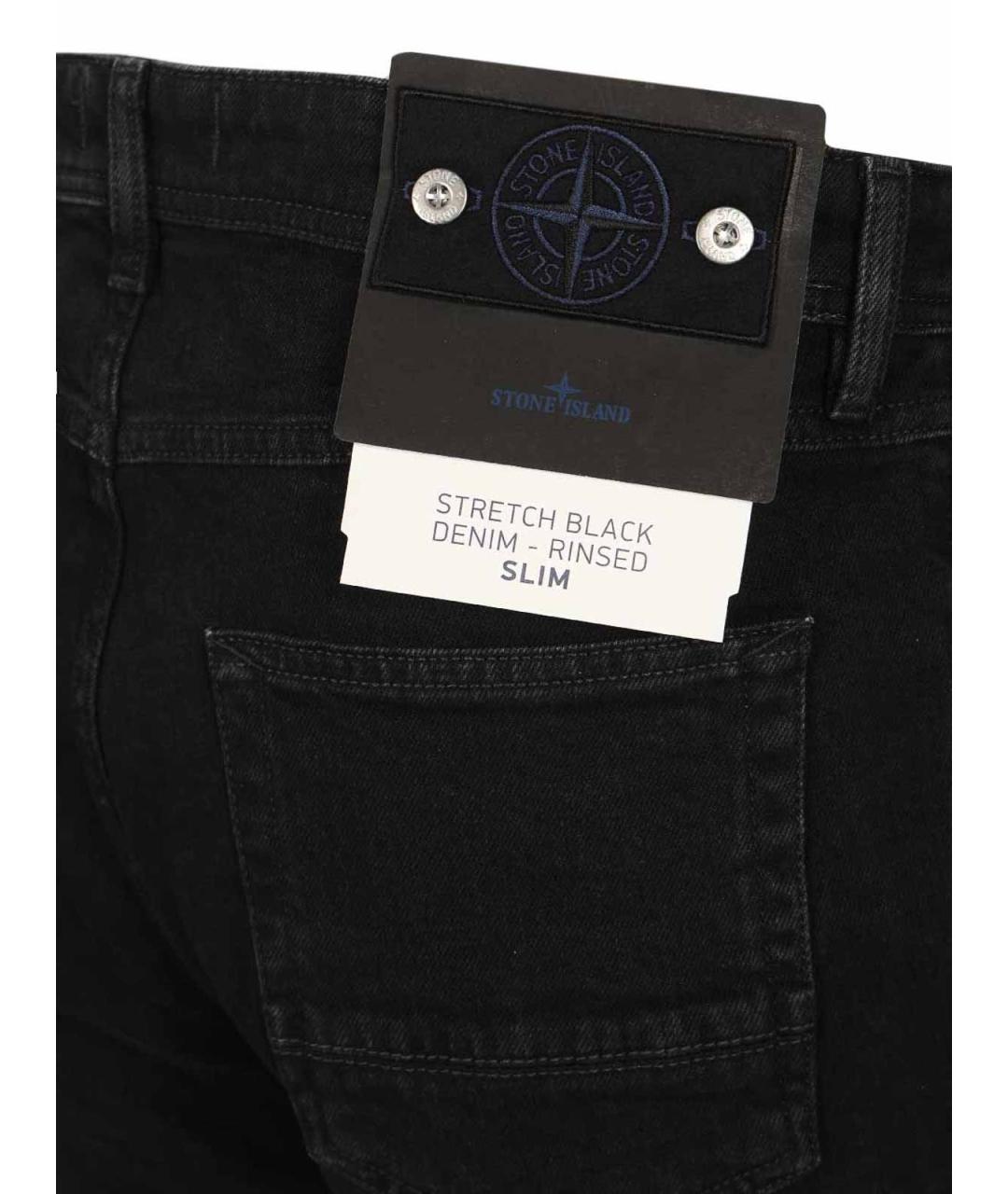 STONE ISLAND Черные хлопковые джинсы скинни, фото 5