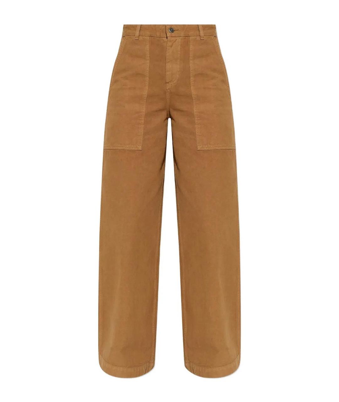 MONCLER Коричневые хлопковые повседневные брюки, фото 1