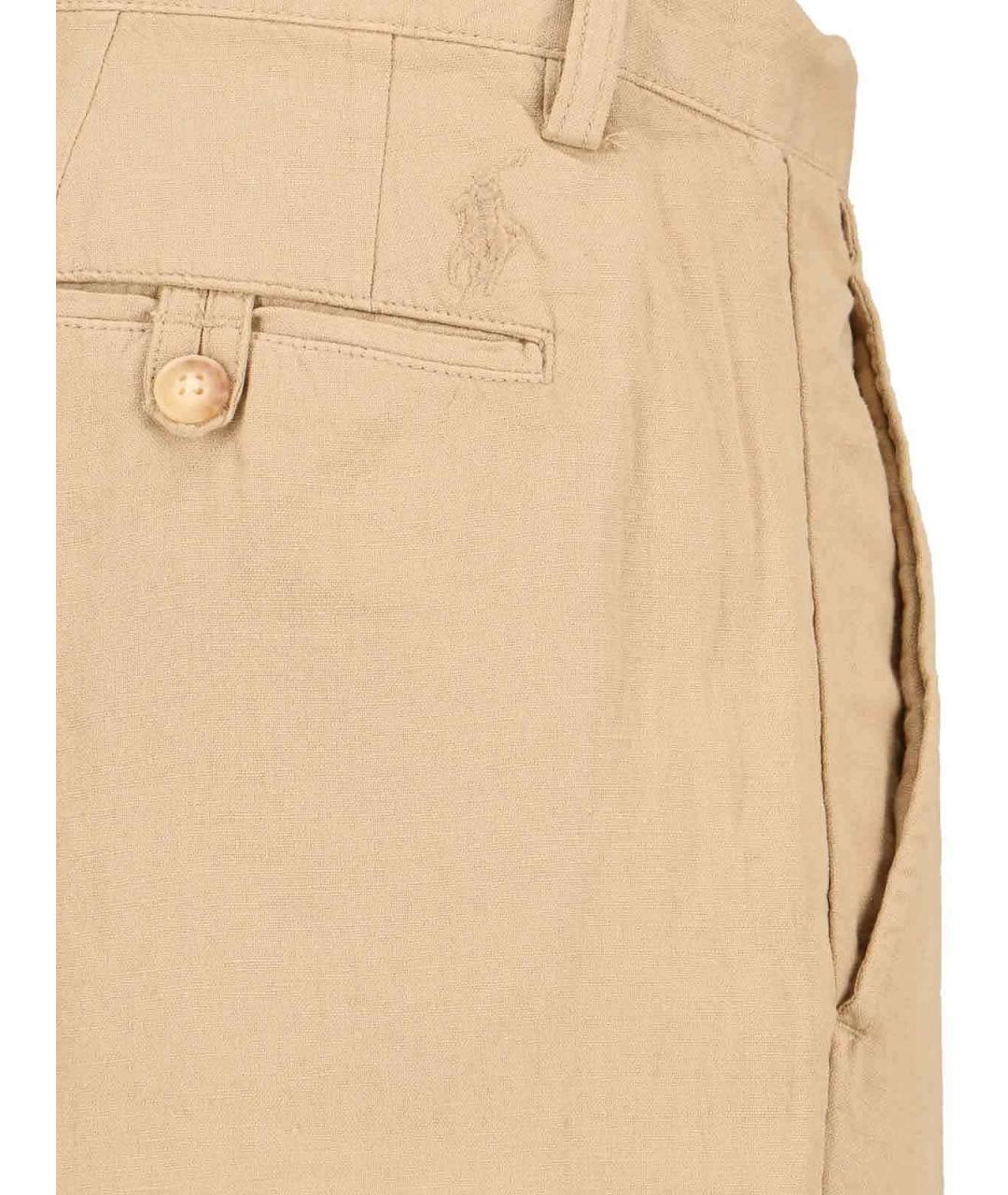 POLO RALPH LAUREN Бежевые хлопковые повседневные брюки, фото 4