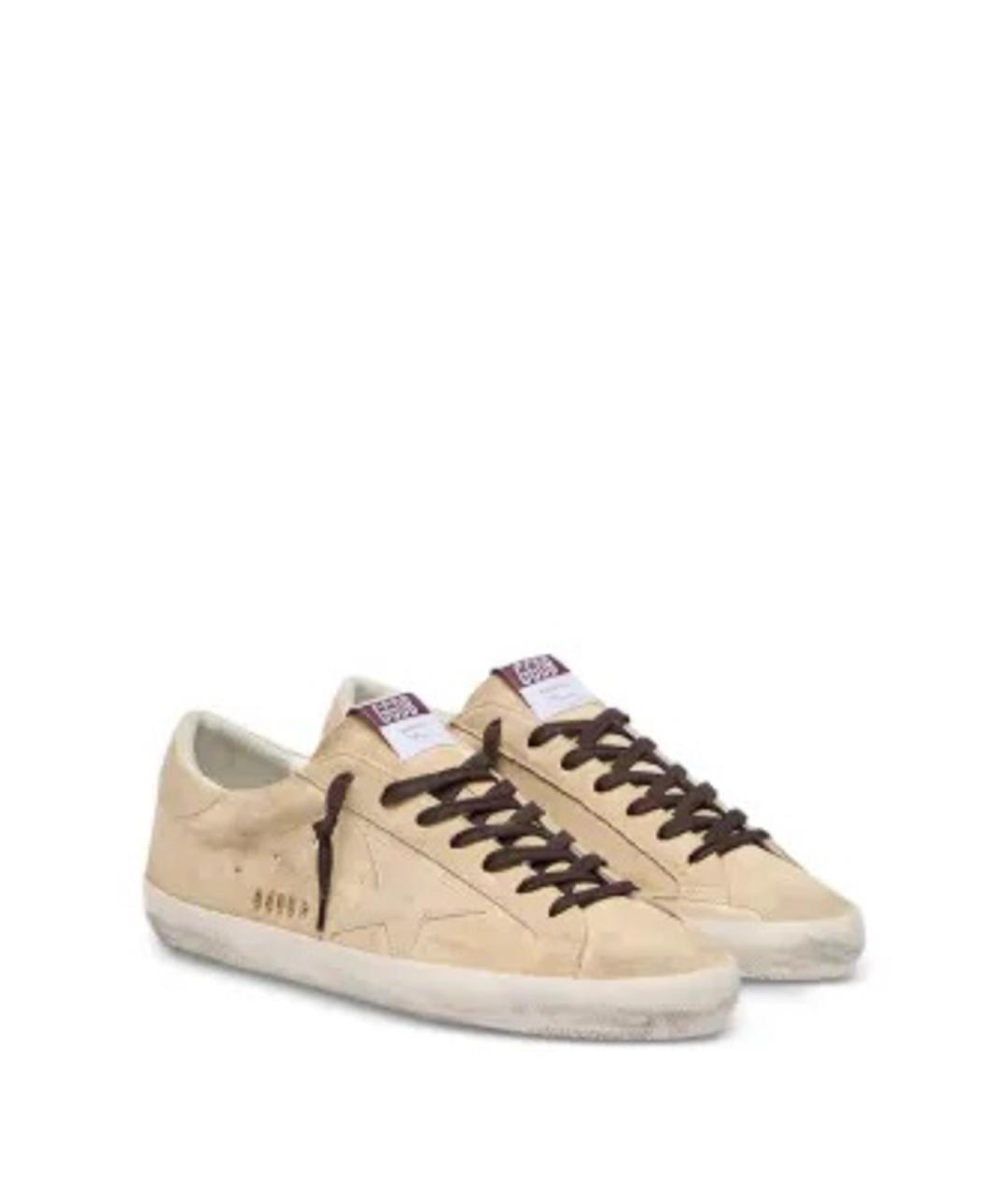 GOLDEN GOOSE DELUXE BRAND Бежевые резиновые низкие кроссовки / кеды, фото 2