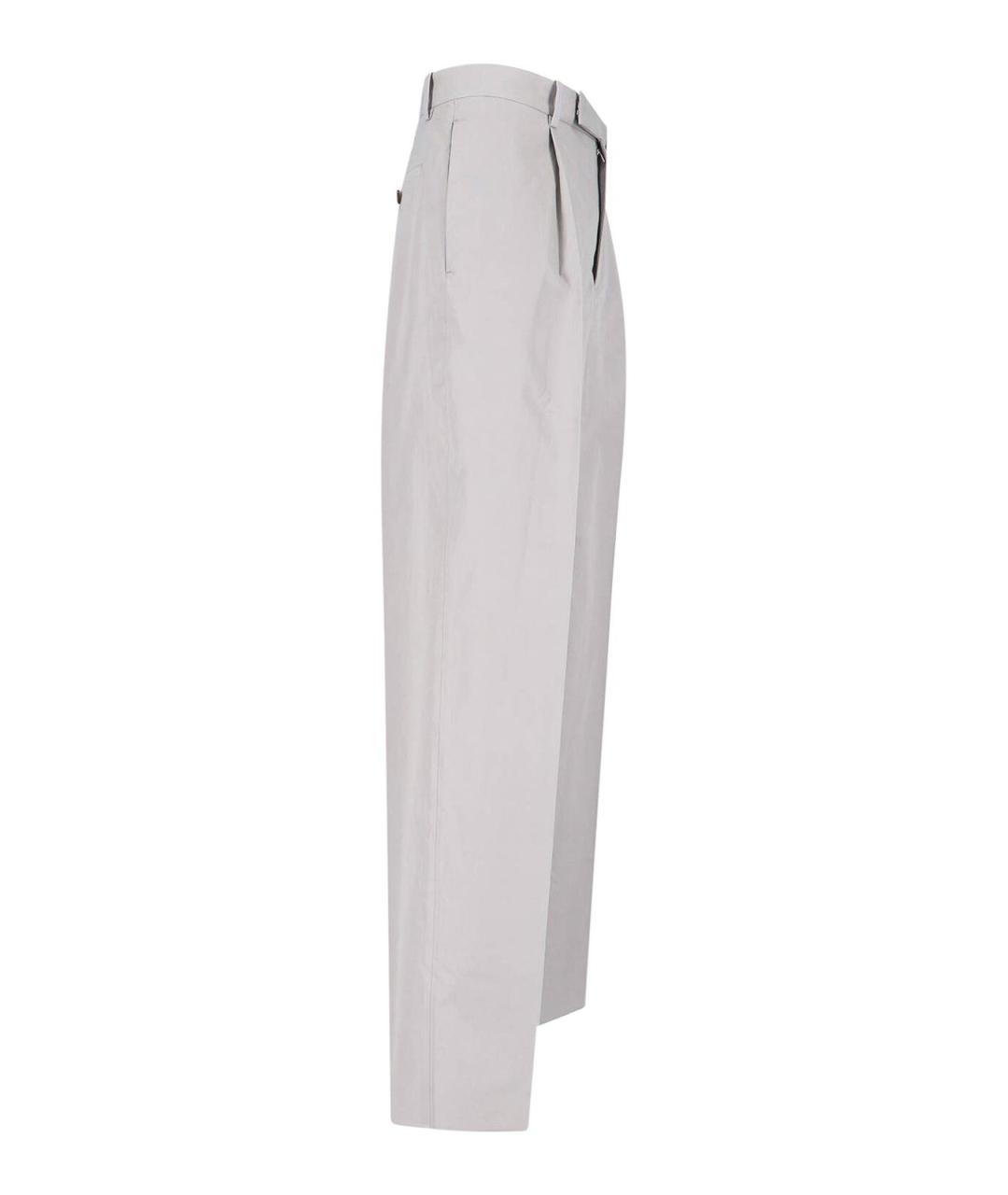 JIL SANDER Серые хлопковые повседневные брюки, фото 3