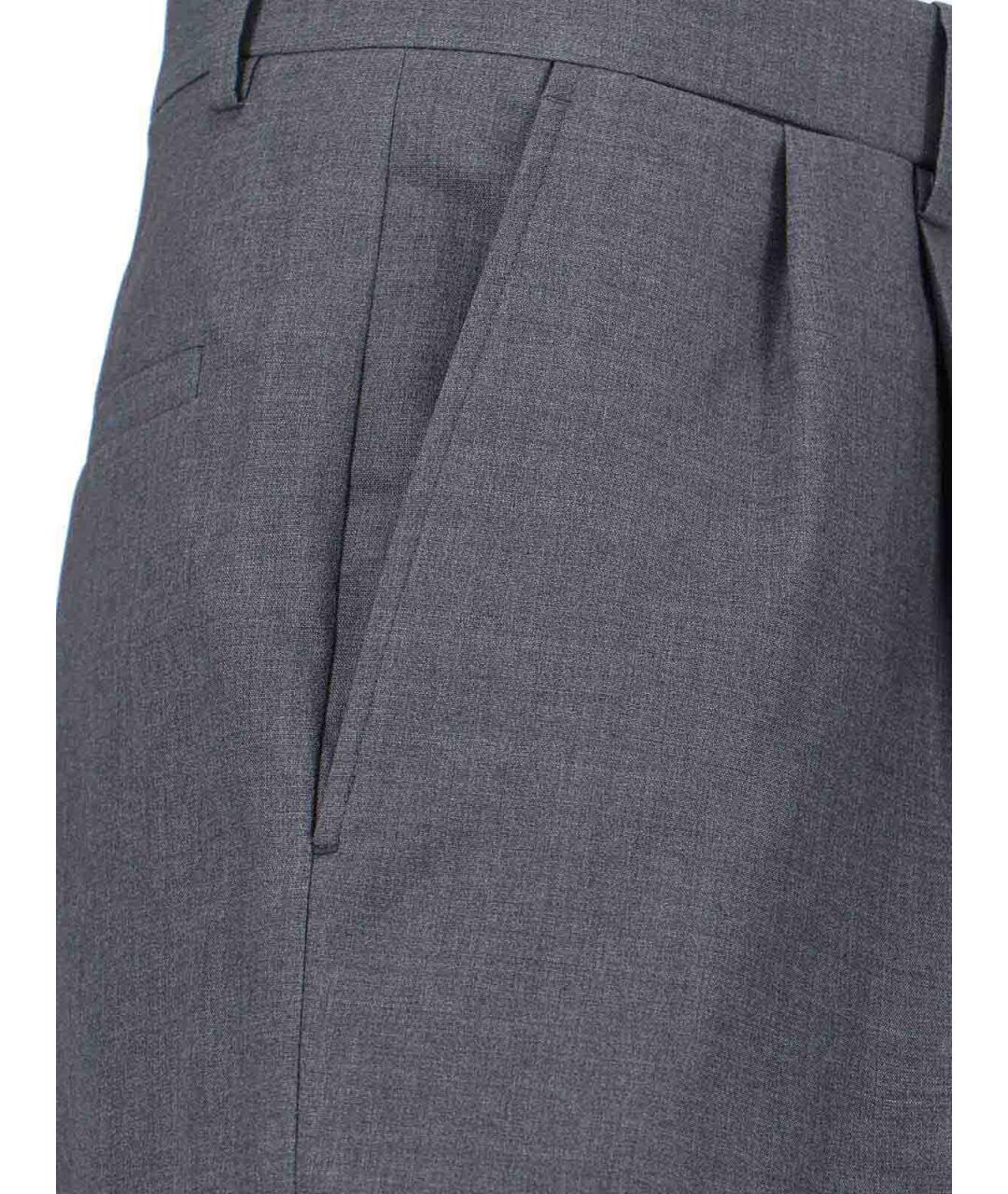 JIL SANDER Серые шерстяные повседневные брюки, фото 4
