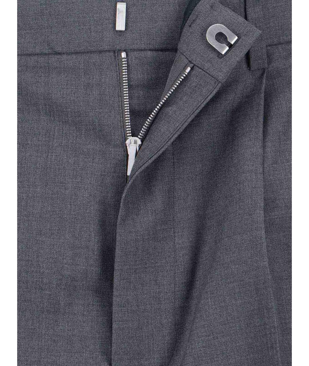 JIL SANDER Серые шерстяные повседневные брюки, фото 5