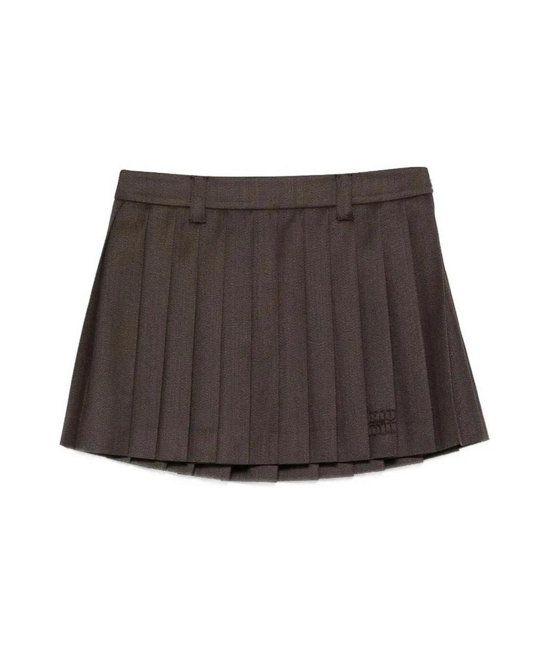 MIU MIU Коричневая хлопковая юбка мини, фото 1