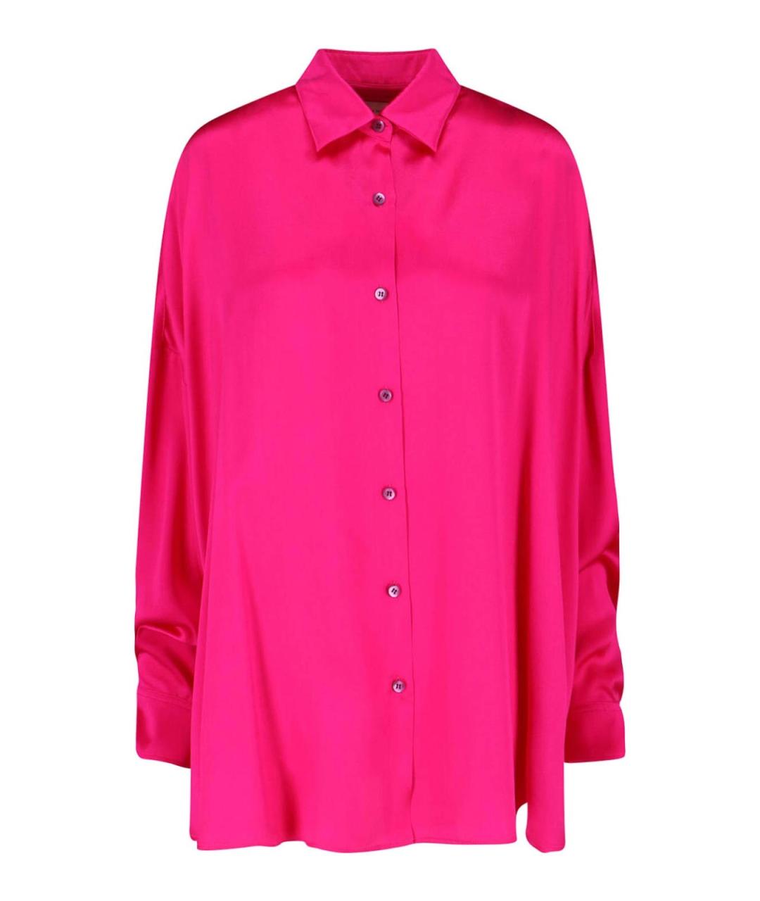 DRIES VAN NOTEN Фуксия шелковая рубашка, фото 1
