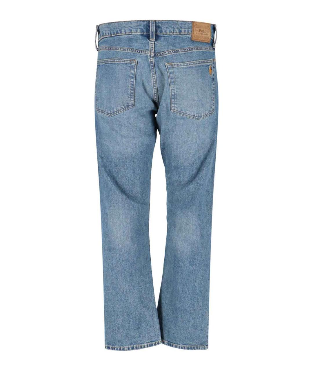 POLO RALPH LAUREN Синие хлопковые прямые джинсы, фото 2