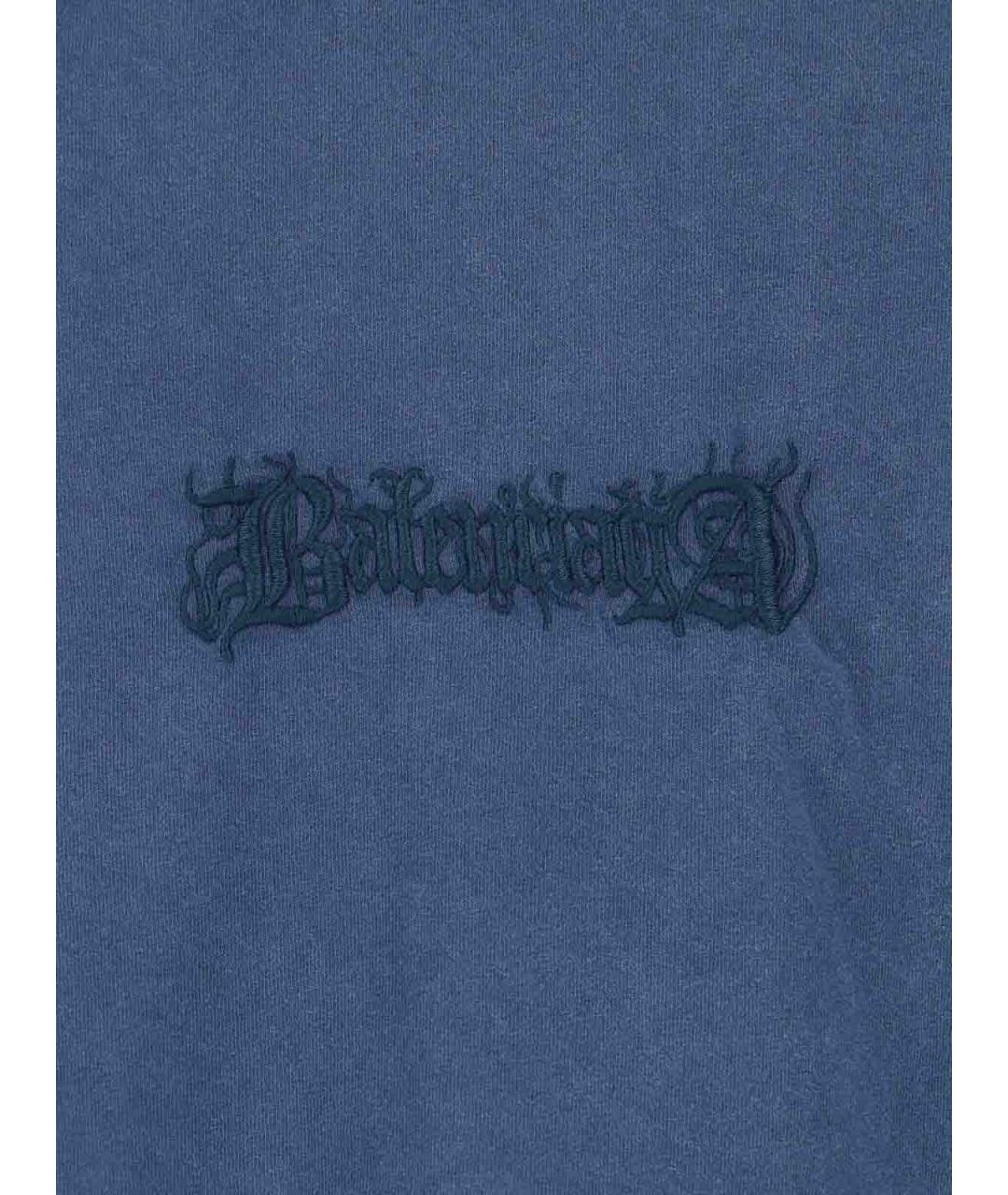 BALENCIAGA Синяя хлопковая футболка, фото 3
