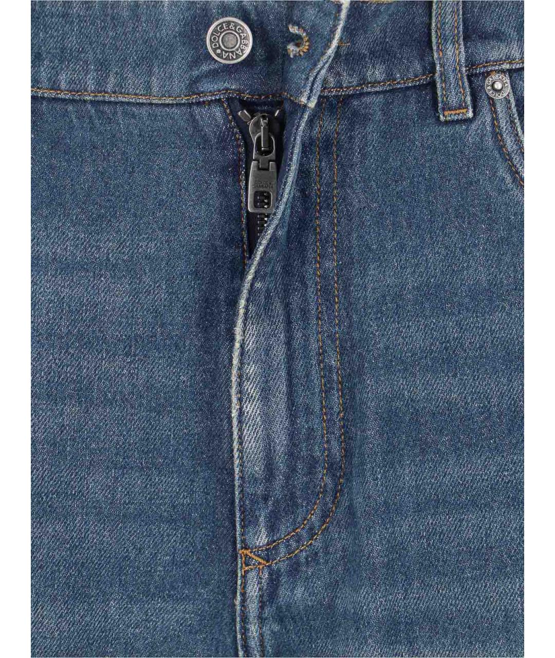 DOLCE&GABBANA Синие хлопковые прямые джинсы, фото 4