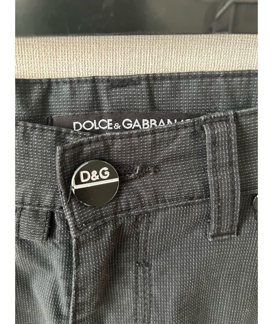 DOLCE&GABBANA Темно-синие хлопковые повседневные брюки, фото 4