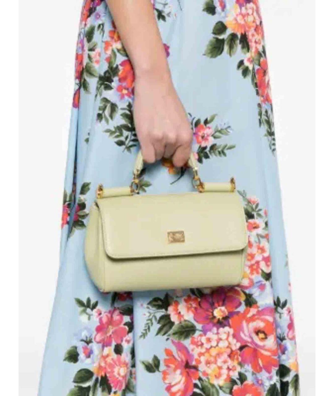 DOLCE&GABBANA Зеленая кожаная сумка с короткими ручками, фото 2