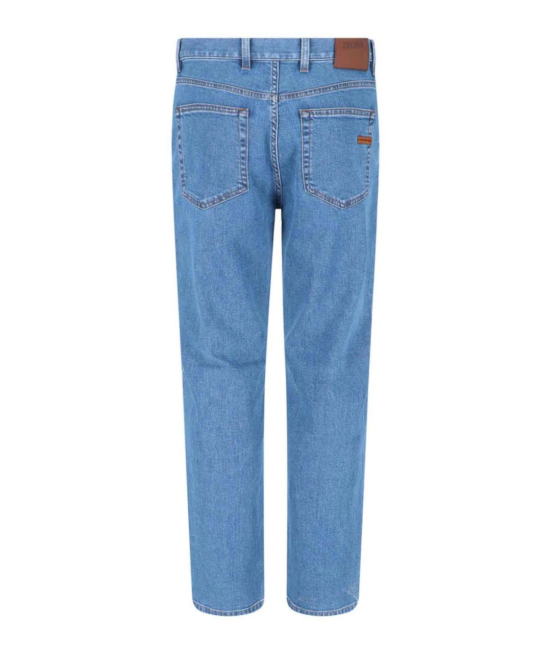 ZEGNA Голубые хлопковые прямые джинсы, фото 2