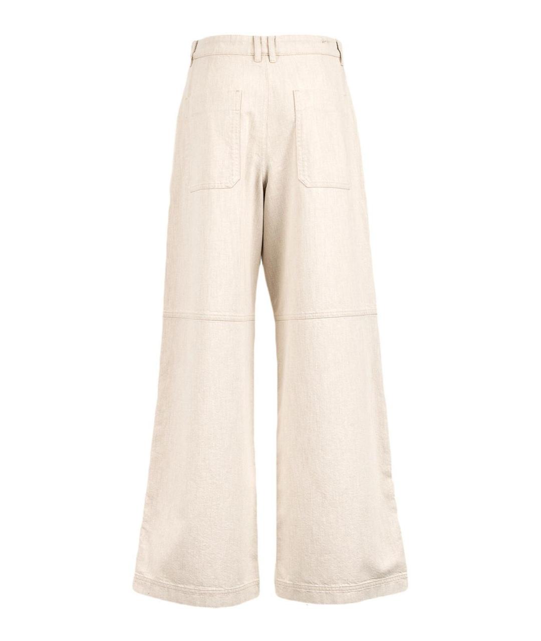 MAX MARA Белые хлопковые брюки широкие, фото 2