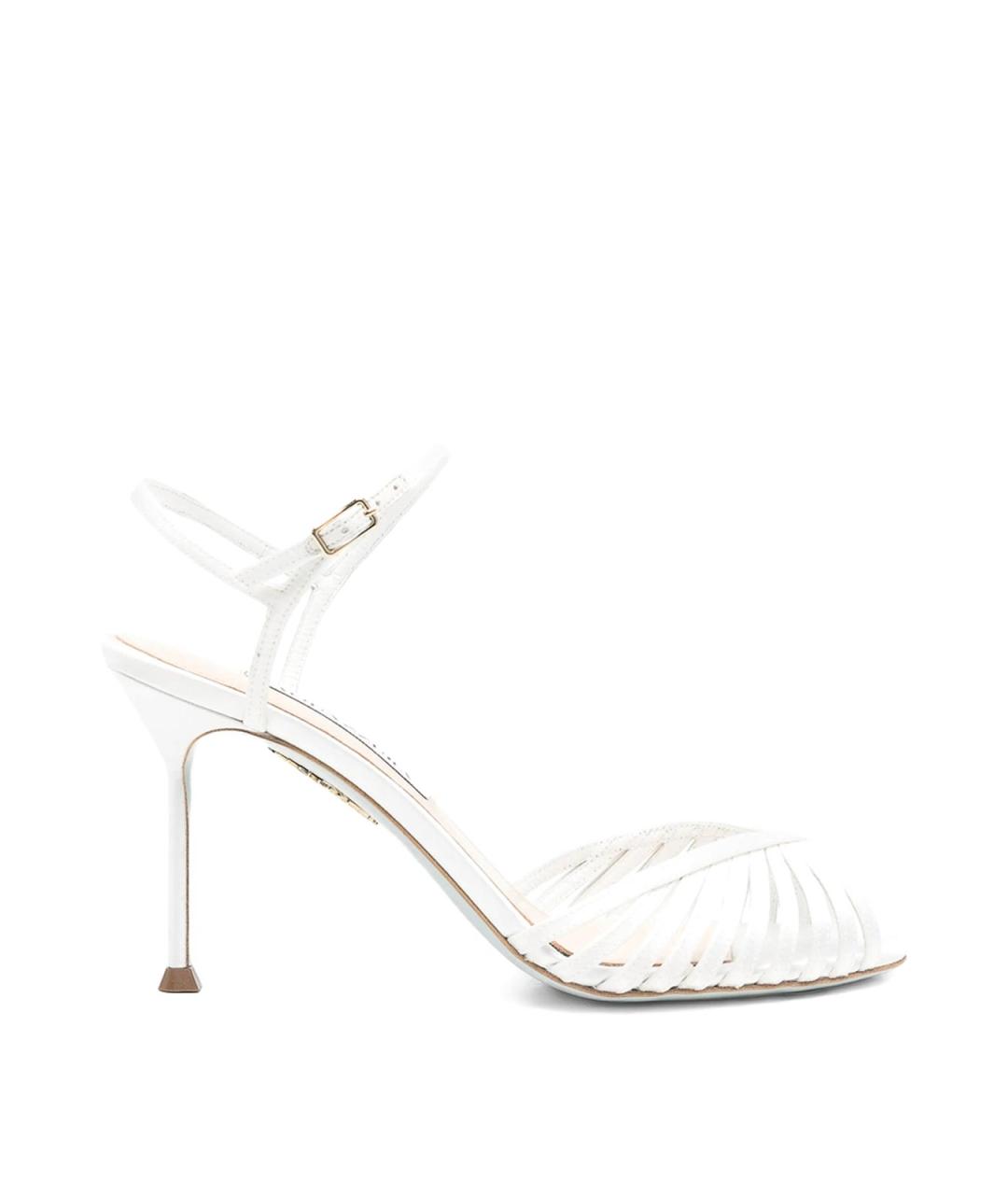AQUAZZURA Белые кожаные босоножки, фото 1