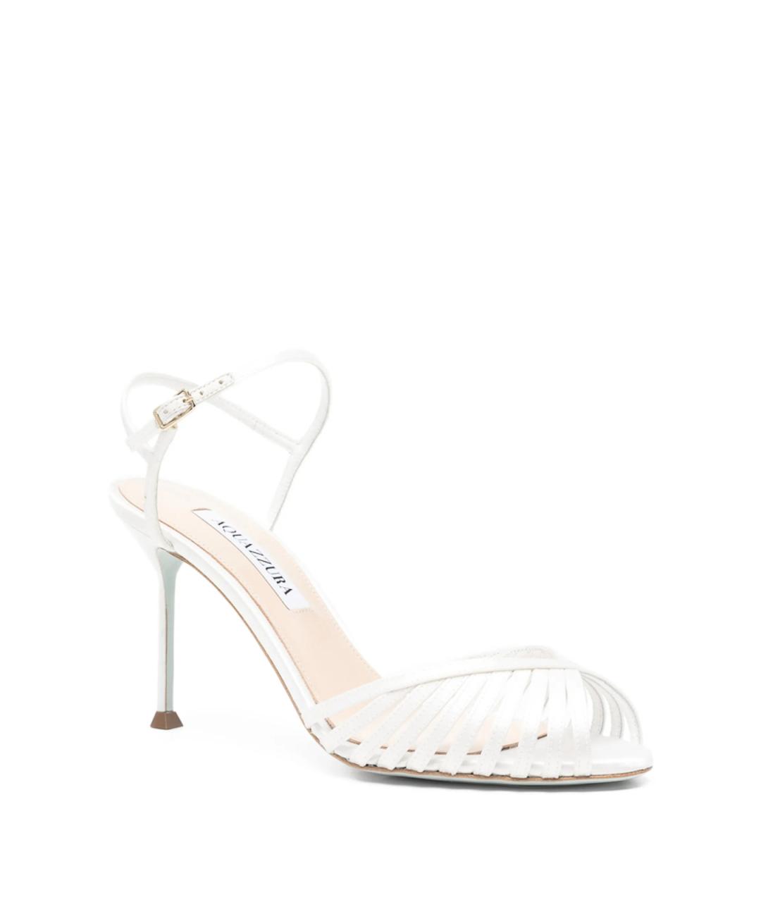 AQUAZZURA Белые кожаные босоножки, фото 3