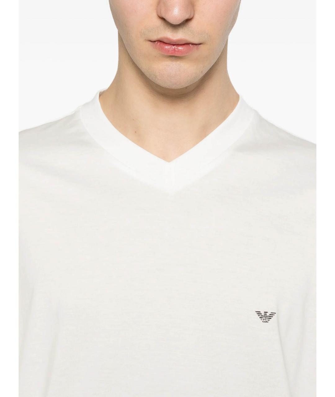 EMPORIO ARMANI Белая хлопковая футболка, фото 4
