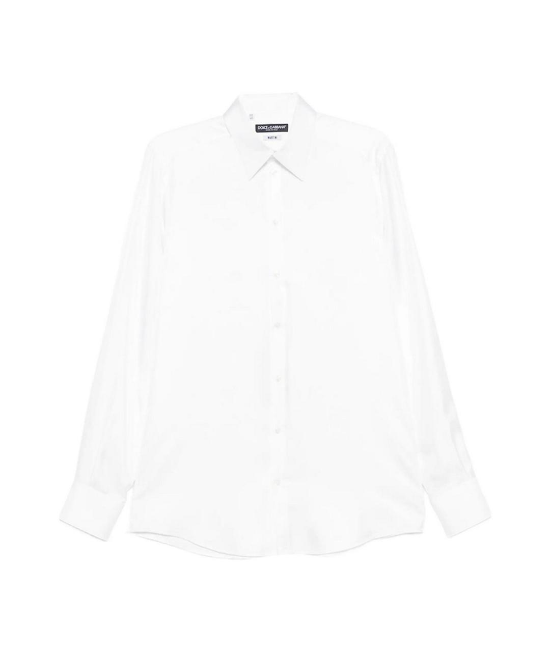 DOLCE&GABBANA Белая шелковая классическая рубашка, фото 1