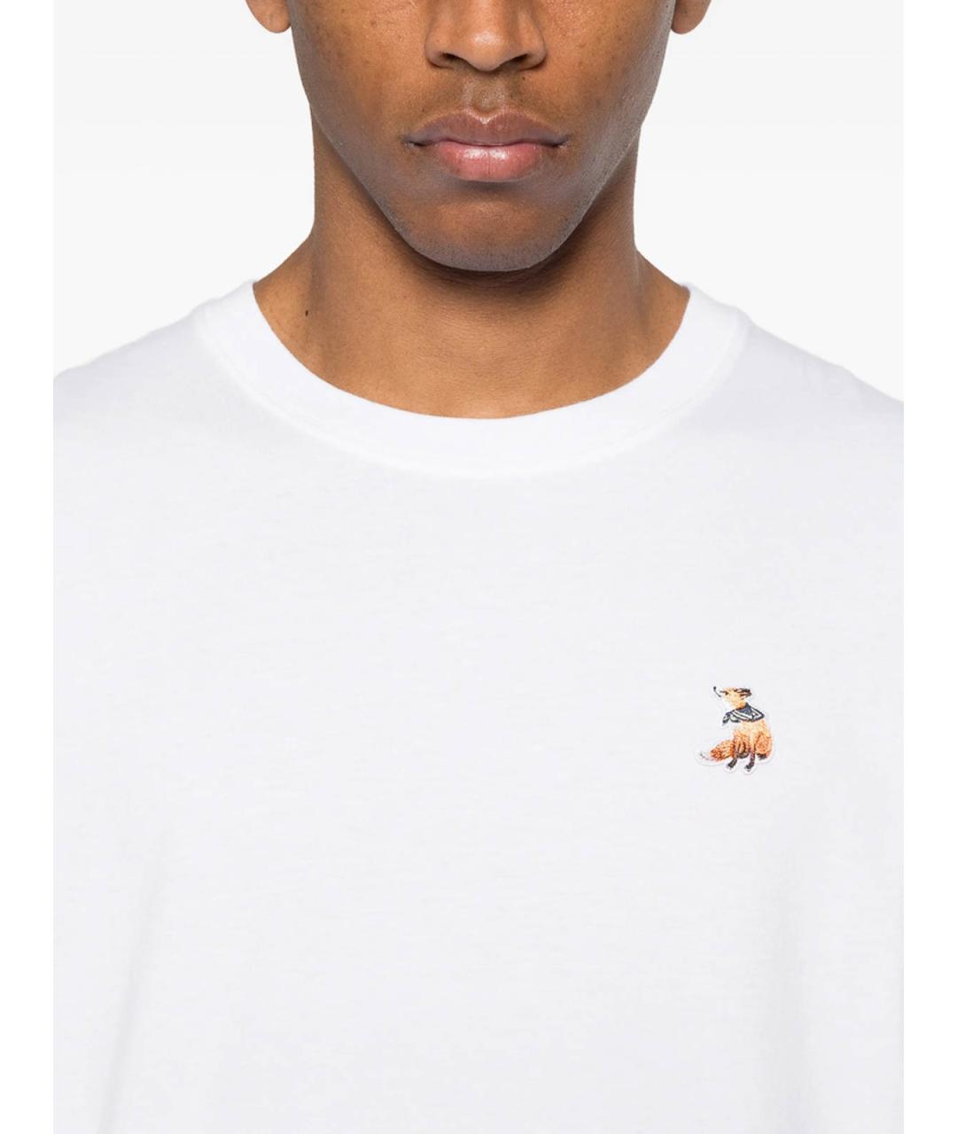 MAISON KITSUNE Белая хлопковая футболка, фото 4