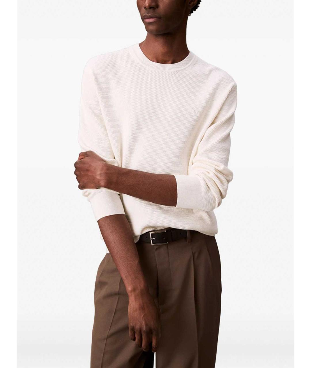 CALVIN KLEIN Белый хлопковый джемпер / свитер, фото 3