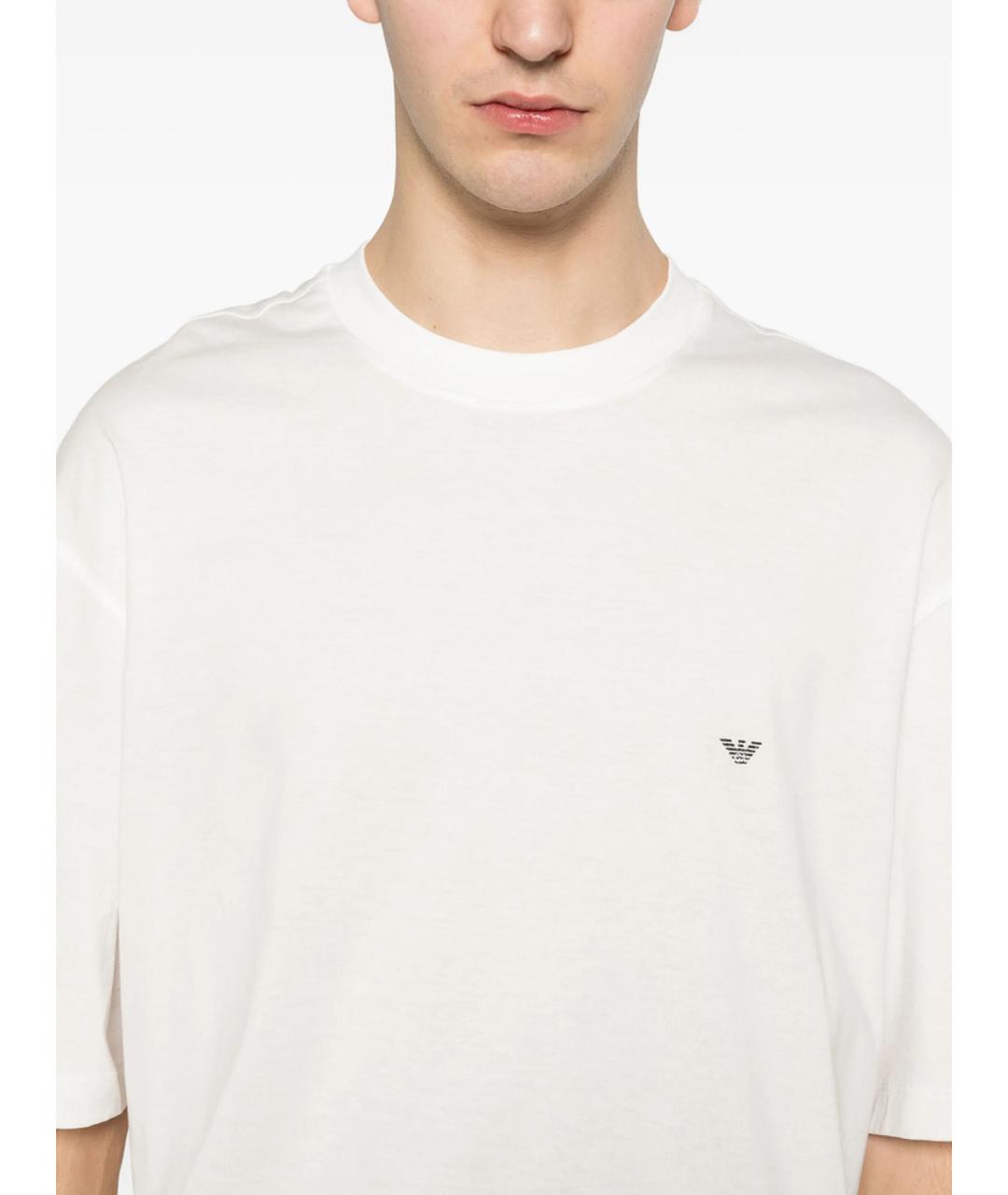 EMPORIO ARMANI Белая хлопковая футболка, фото 2