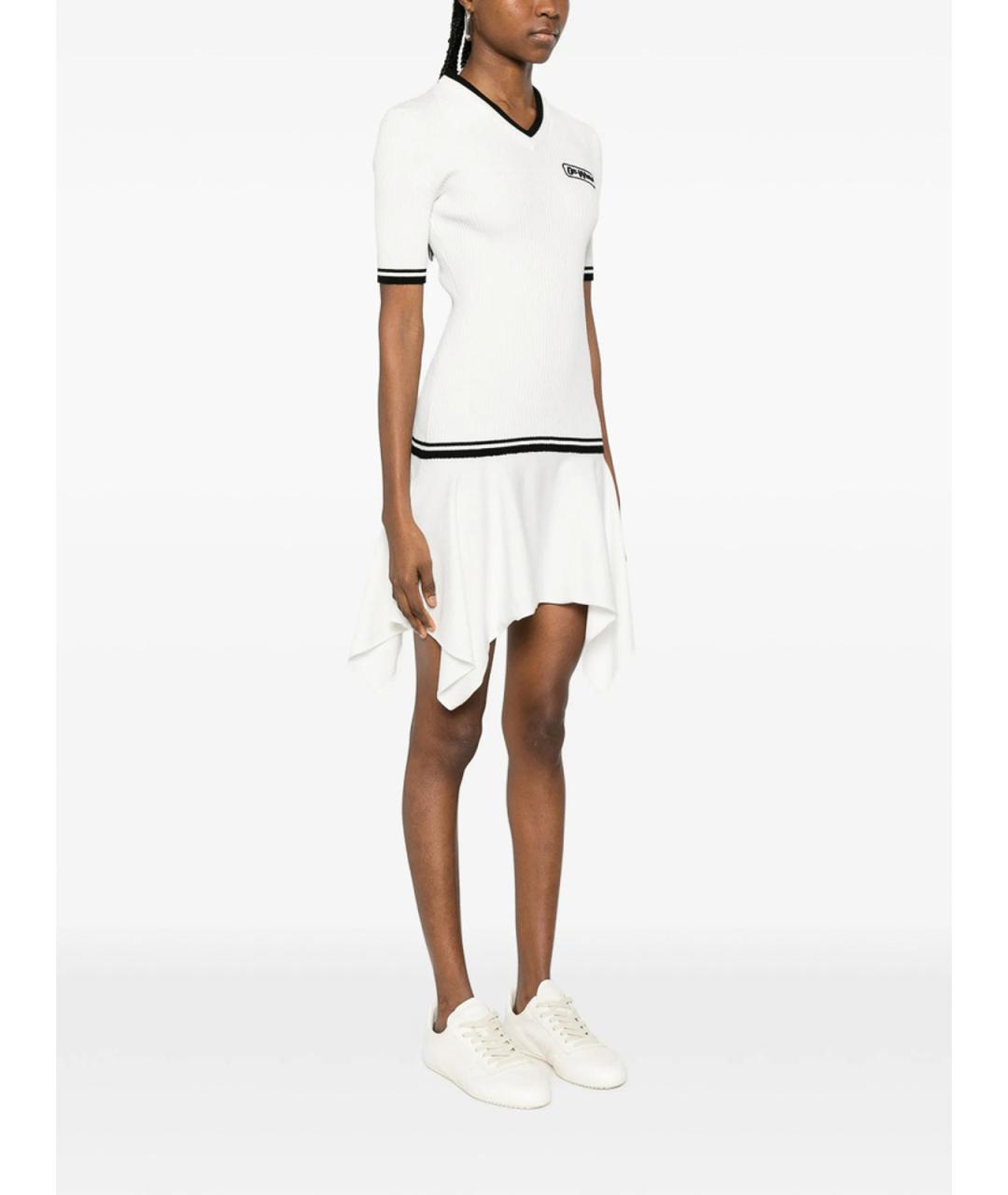 OFF-WHITE Белое вискозное повседневное платье, фото 3