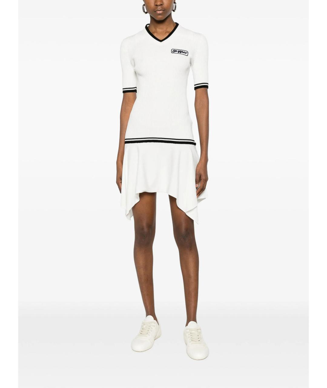 OFF-WHITE Белое вискозное повседневное платье, фото 4