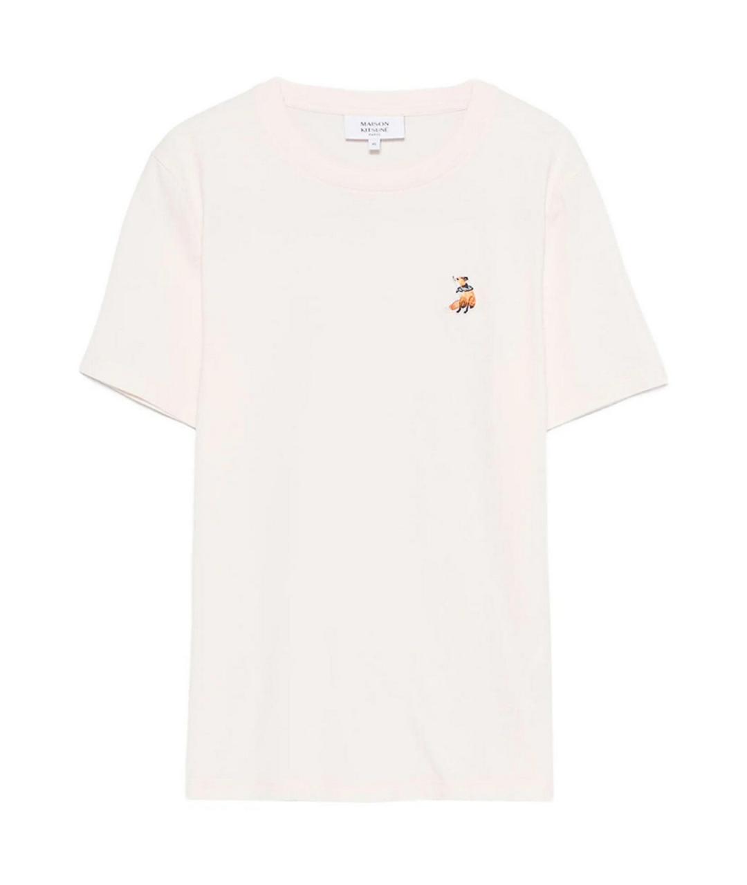 MAISON KITSUNE Бежевая хлопковая футболка, фото 1