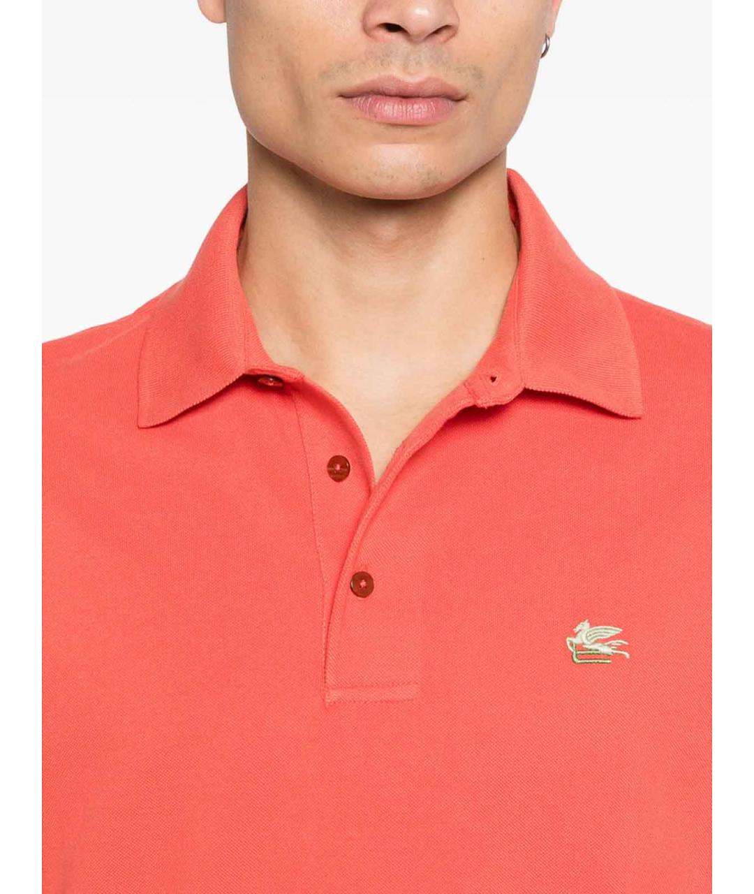 ETRO Коралловое хлопковое поло с коротким рукавом, фото 4