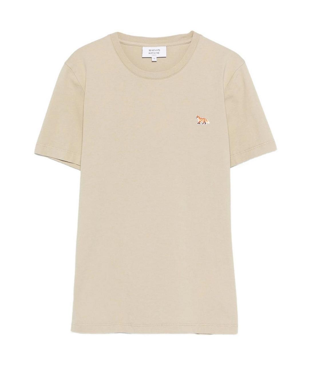 MAISON KITSUNE Бежевая хлопковая футболка, фото 1