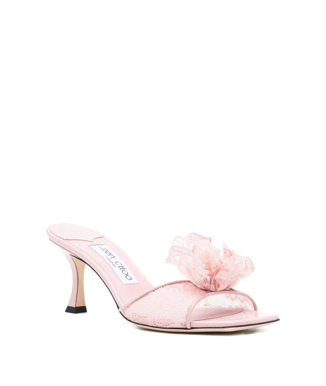 JIMMY CHOO Розовые текстильные мюли, фото 4