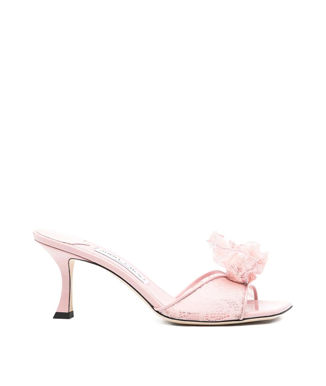 JIMMY CHOO Розовые текстильные мюли, фото 1