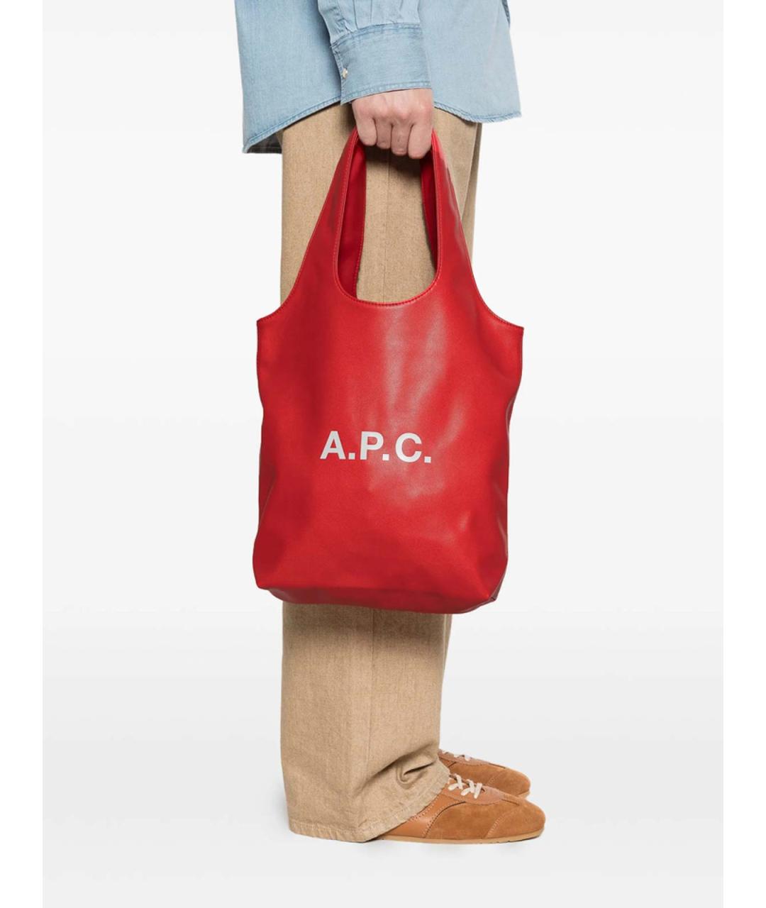 A.P.C. Красная сумка тоут из искусственной кожи, фото 4