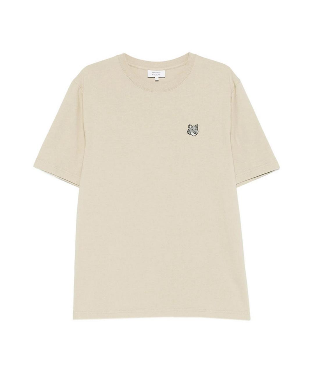 MAISON KITSUNE Бежевая хлопковая футболка, фото 1