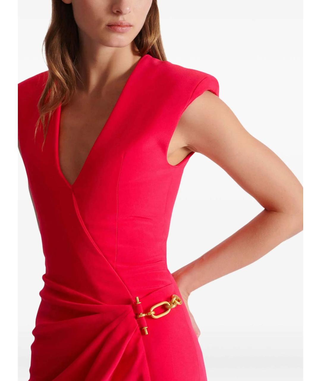 BALMAIN Фуксия вискозное коктейльное платье, фото 4
