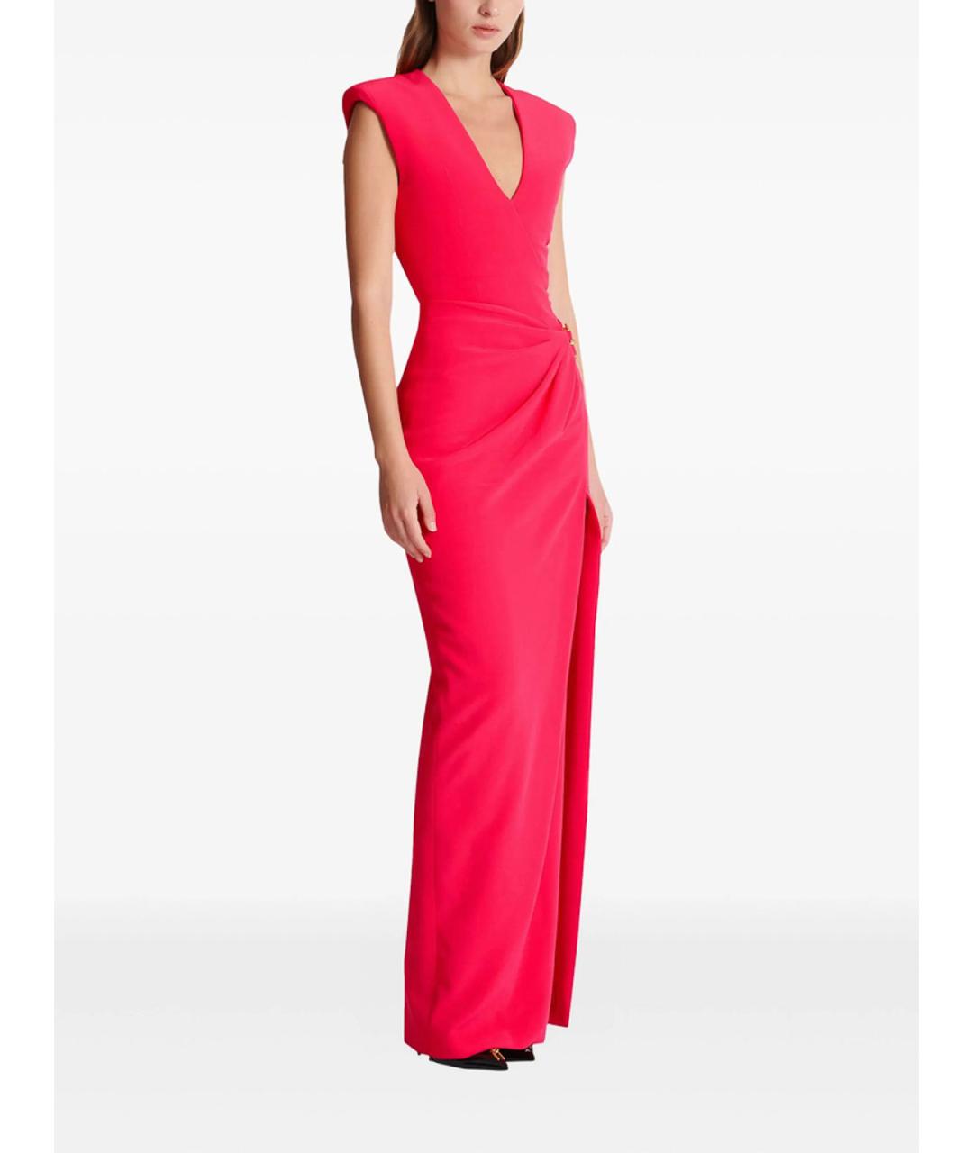 BALMAIN Фуксия вискозное коктейльное платье, фото 3