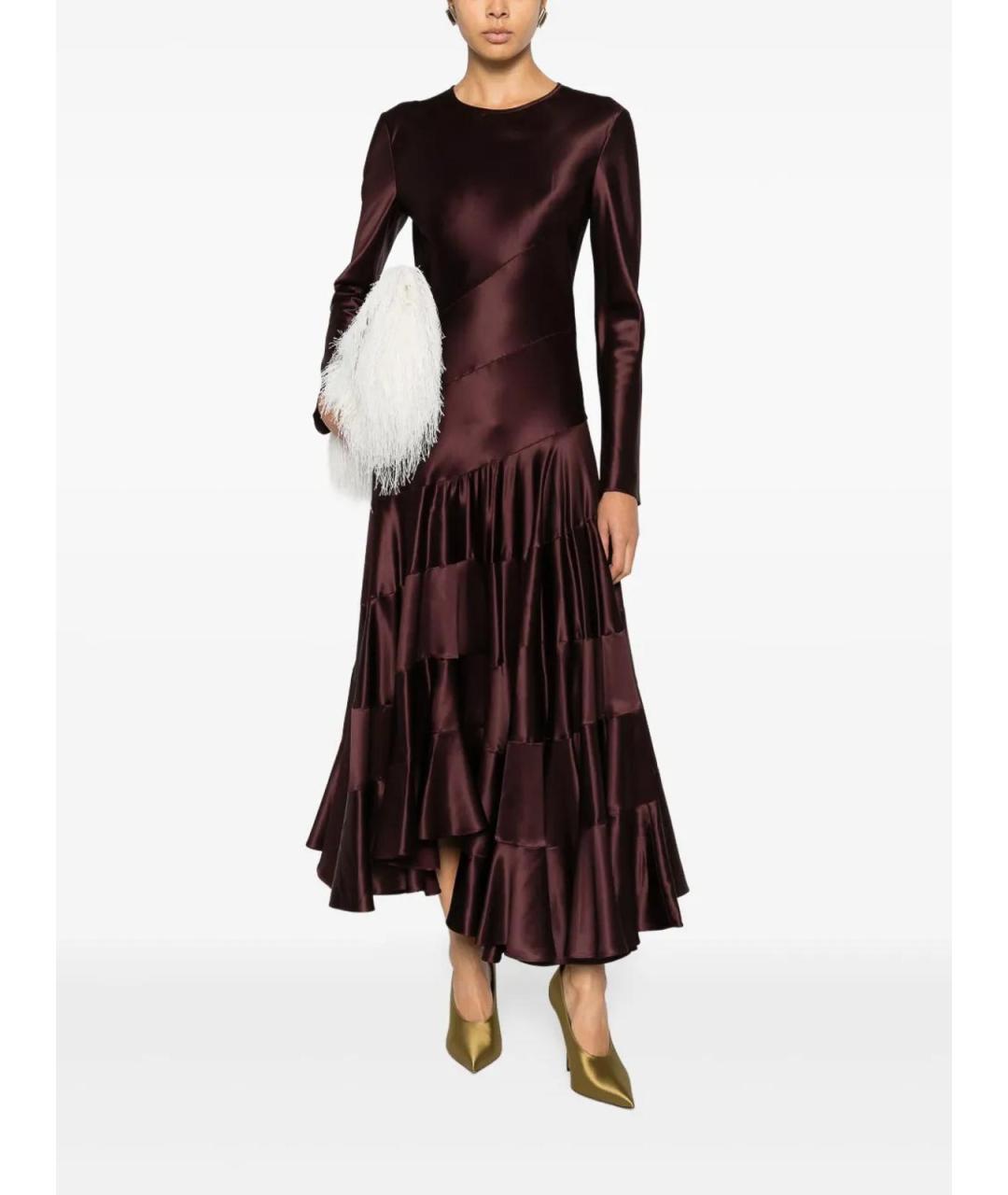 TORY BURCH Бордовое вискозное вечернее платье, фото 2