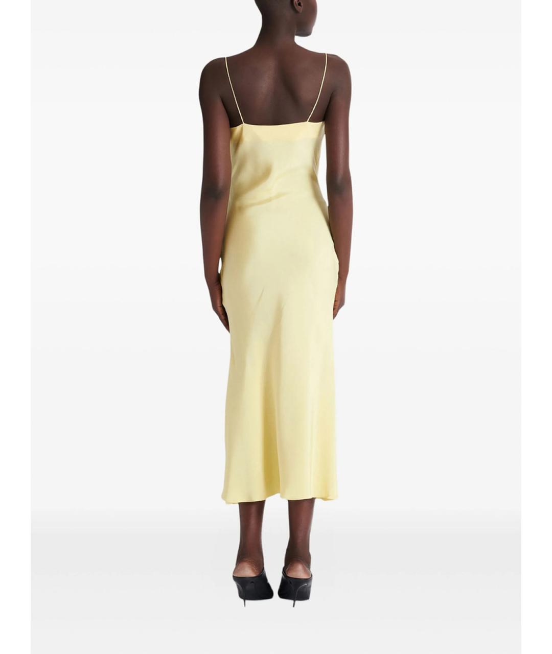 BALMAIN Желтое шелковое коктейльное платье, фото 4