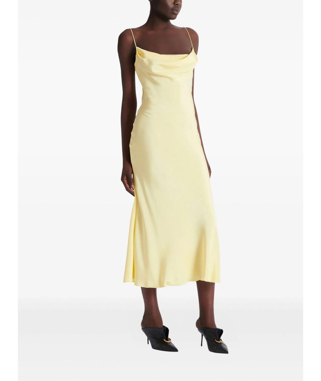 BALMAIN Желтое шелковое коктейльное платье, фото 3